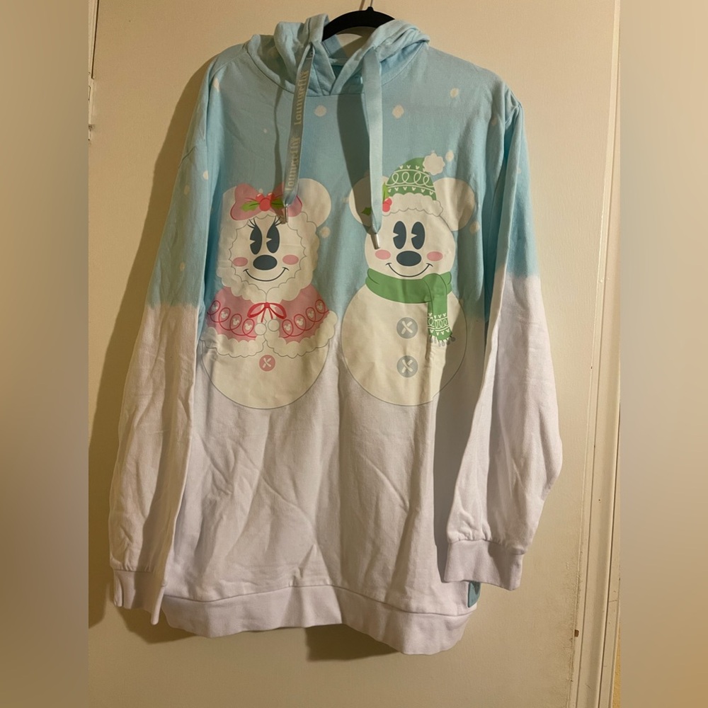 Loungefly Disney Mickey and Minnie Snowman Unisex Hoodie